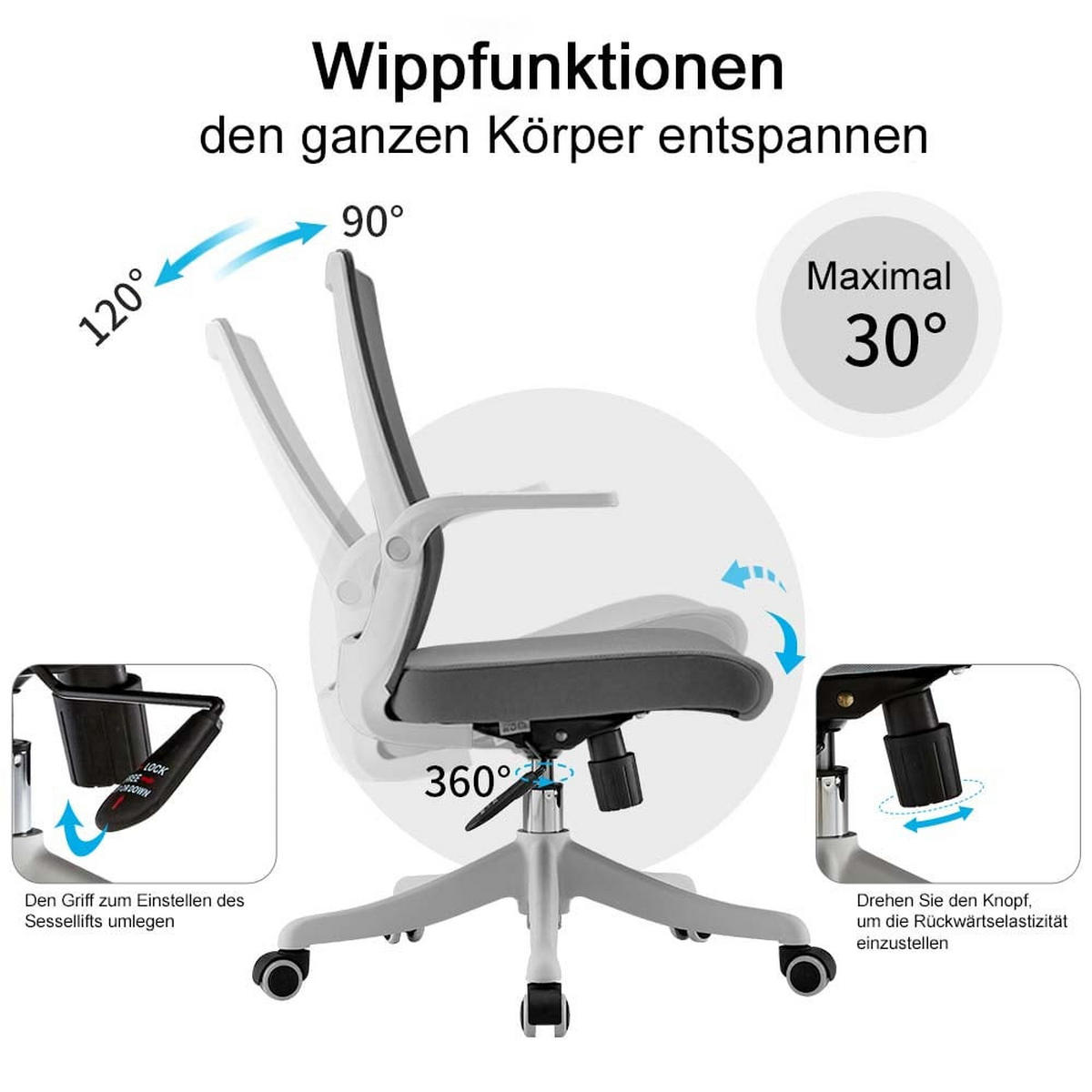 BÜROSTUHL Grau - Grau, Textil (63/99/46cm) - SIHOO