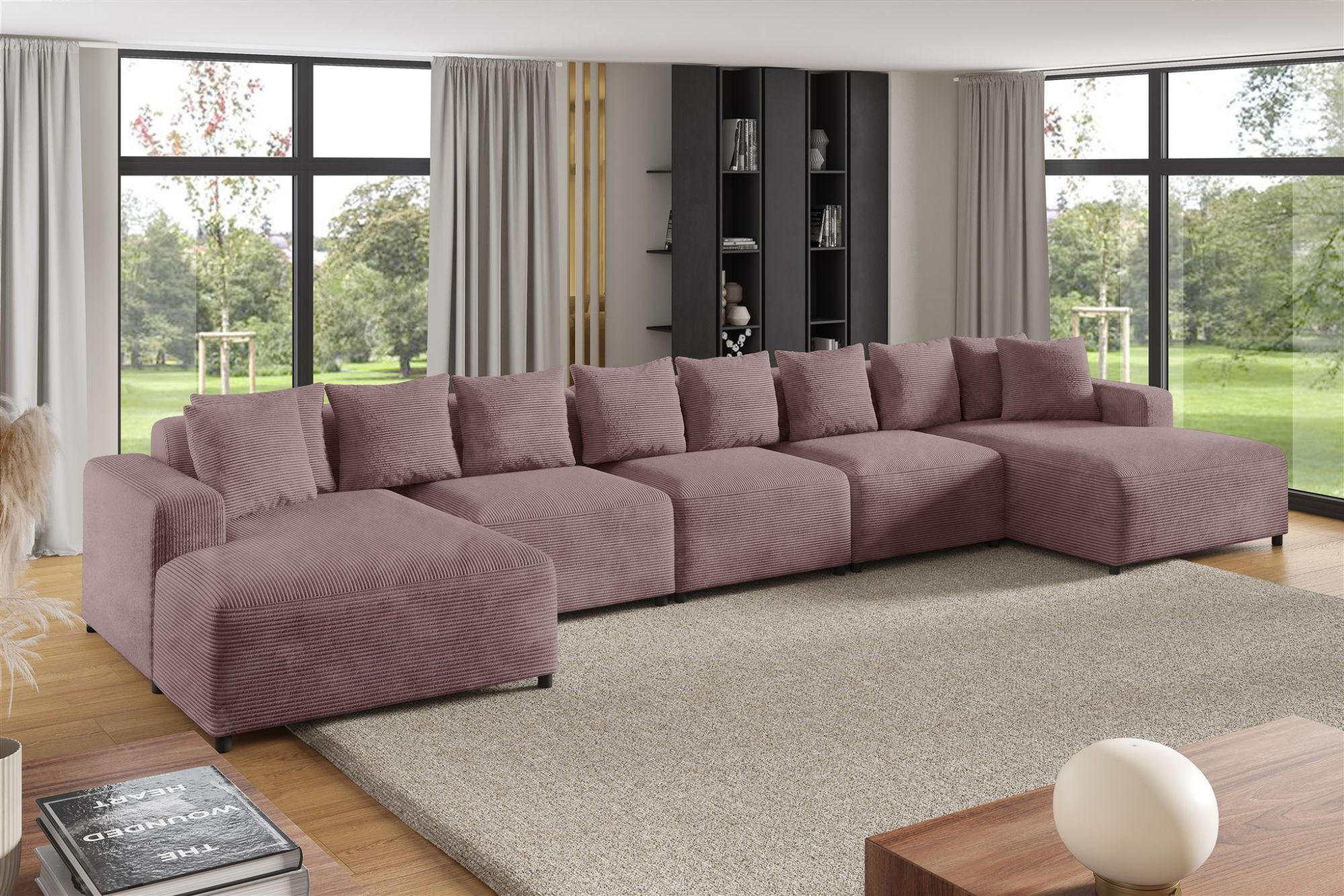 WOHNLANDSCHAFT Megan Xl In Poso - Altrosa, Holzwerkstoff/Textil (517/75/165cm) - Fun Möbel
