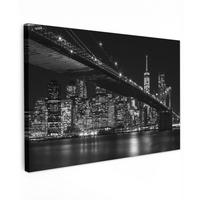 LEINWANDBILD New York - Brooklyn - Brücke Wohnzimmer 120x80 cm - Schwarz, Textil (120/80cm) - MuchoWow