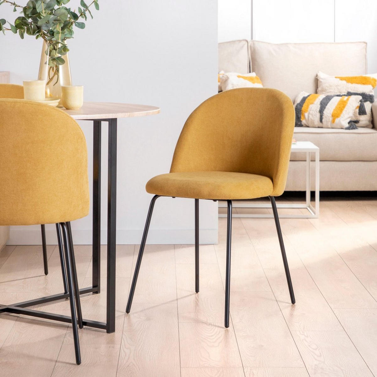 ESSZIMMERSTUHL Olivia Senf / Gelb 48 cm x 81 cm - Dunkelgelb, Textil (48/81/53cm)