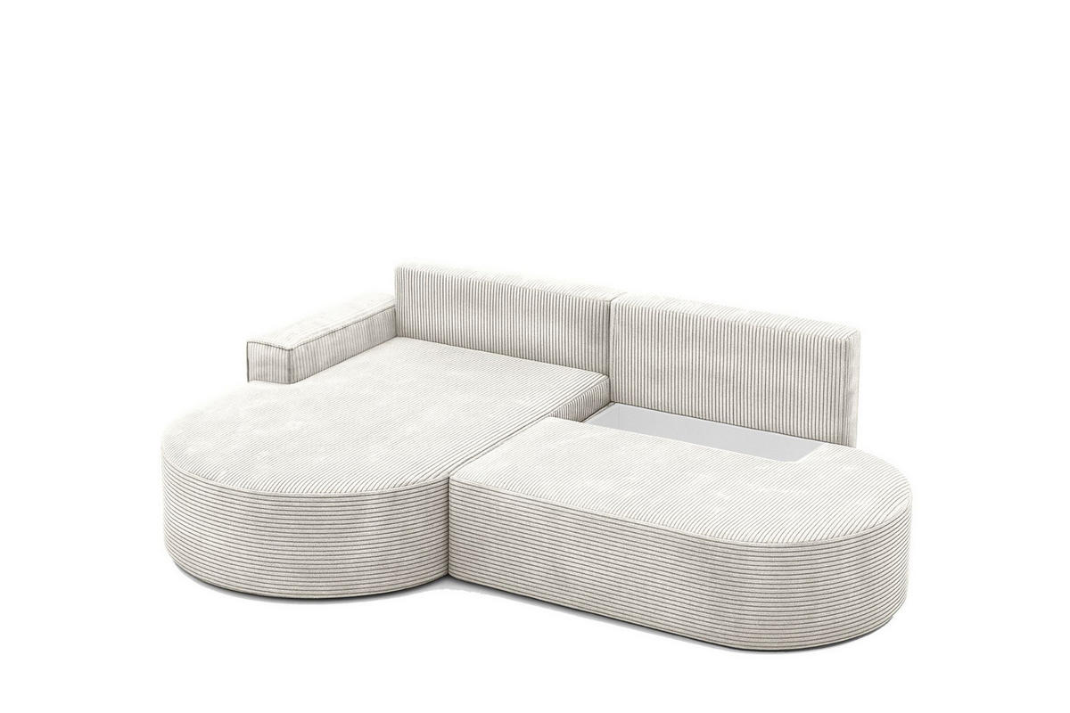 ECKSOFA mit Schlaffunktion und Bettkasten Modena Runden stoff Poso Beige Links - Beige, Holz/Textil (179/278cm) - Kaiser Möbel