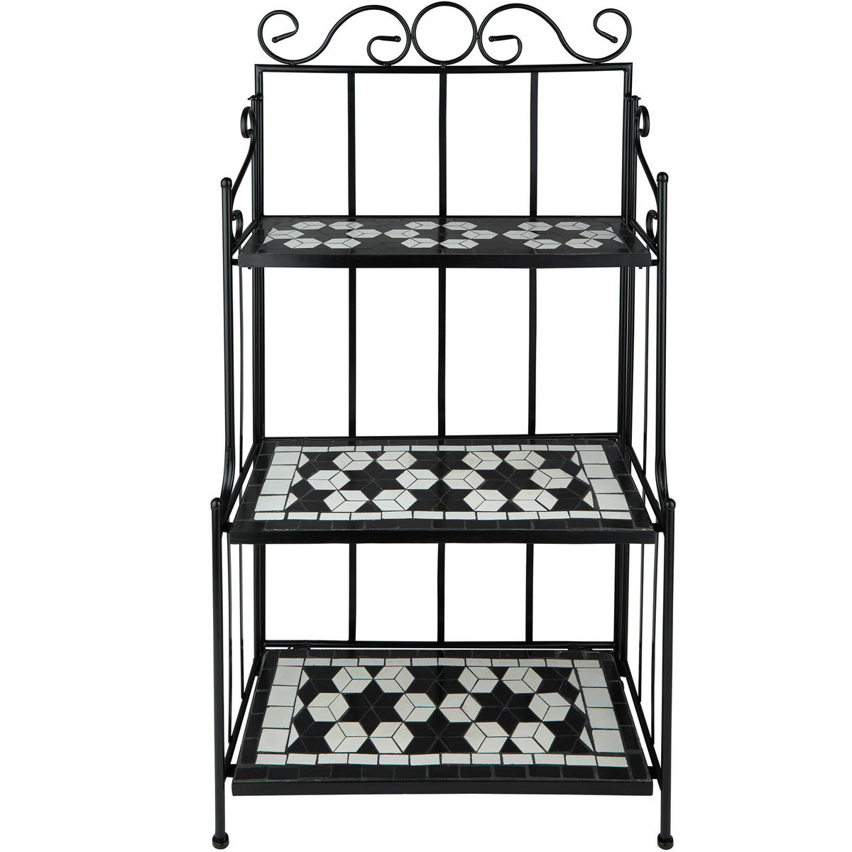 METALLREGAL , 61 x 29 x 114 cm, schwarz/weiß - Schwarz/Weiß, Metall (29/114/61cm) - tectake