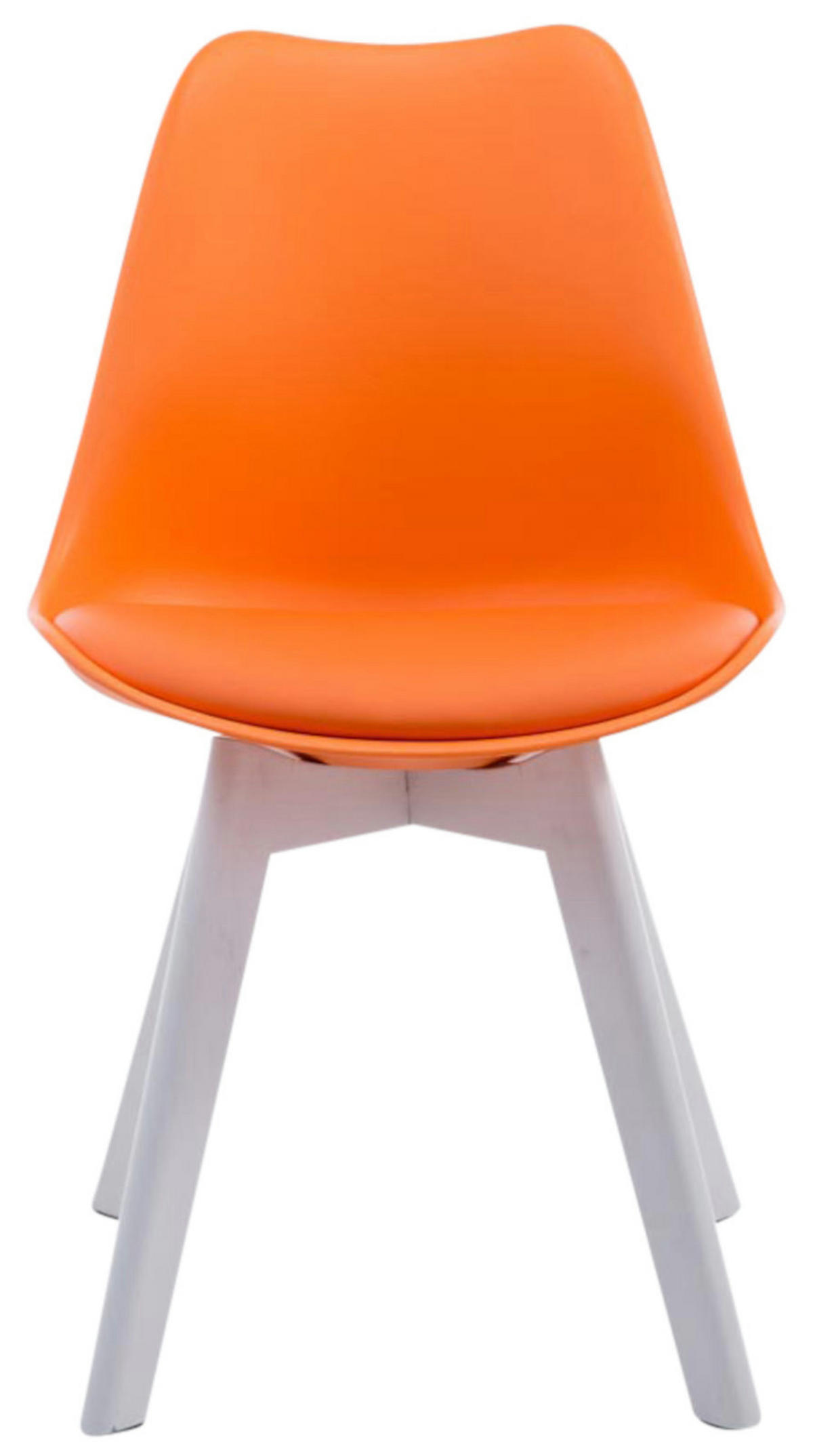 STUHL 4er Set Lederlook orange - Weiß/Orange, Holz/Textil (48/84/55cm) - CLP