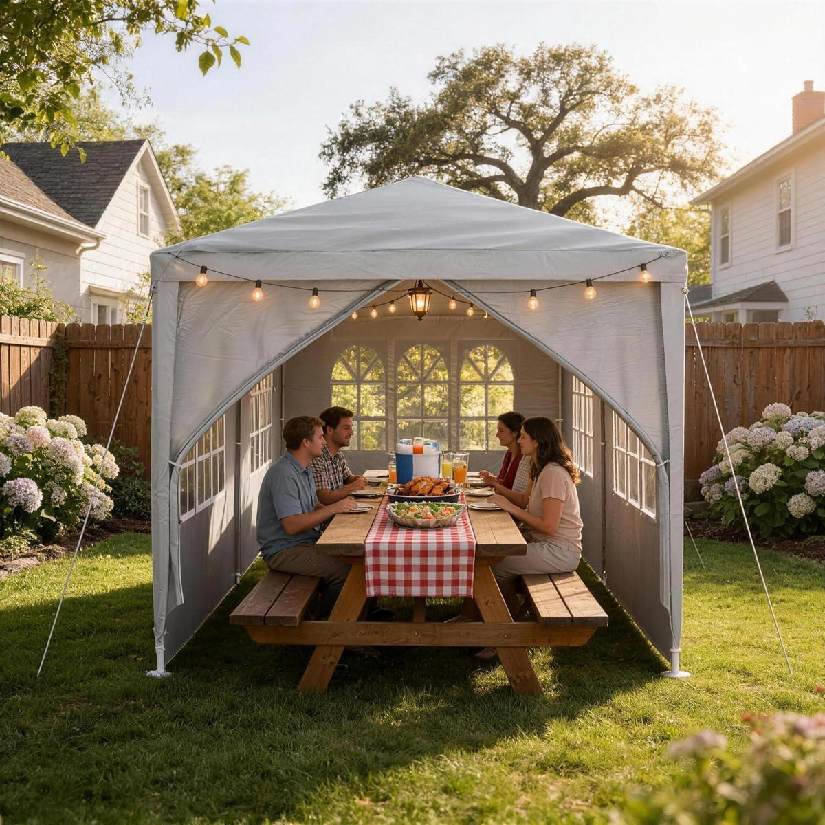 GARTENPAVILLON 3x6 m Grau mit Seitenteilen und Fenstern - Grau, Textil (250/300/600cm)