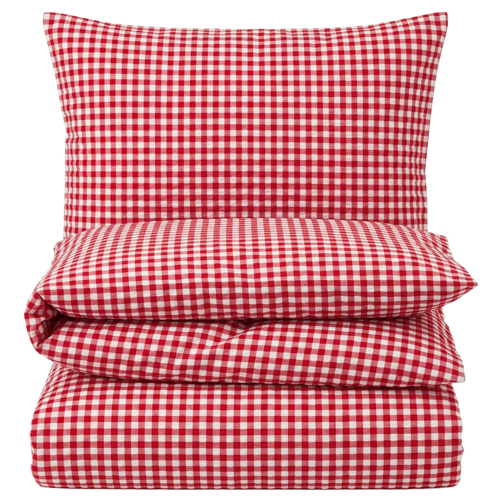 SEERSUCKER-BETTWÄSCHE 155x220 Kariert Sommer Bettbezug Bügelfrei aus 100% Baumwolle, Bettbezüge Karo Muster Rot - Rot, Textil (155/220cm) - Carpe Sonno