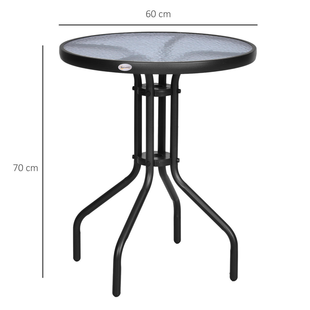 LOUNGETISCH Ø60/70 cm Schwarz aus Metall mit Sicherheitsglas - Schwarz, Metall (60/60/70cm) - OKMYHOME