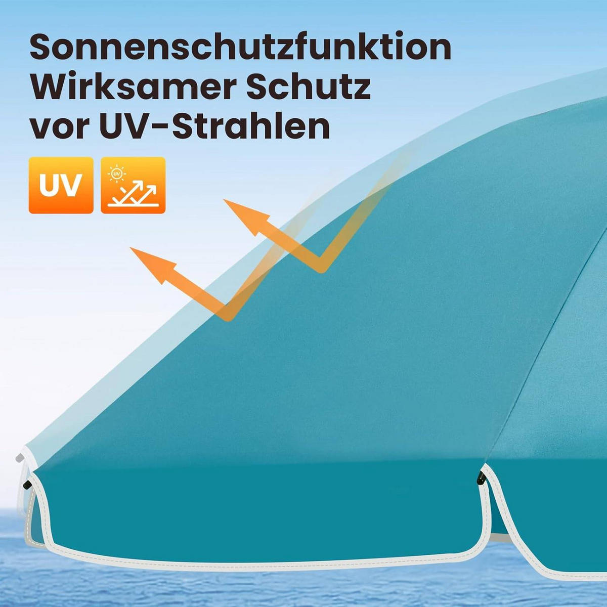 SONNENSCHIRM, Balkonschirm Strandschirm UV-beständig wasserdicht - Blau, Kunststoff/Metall (135/135cm) - Woltu
