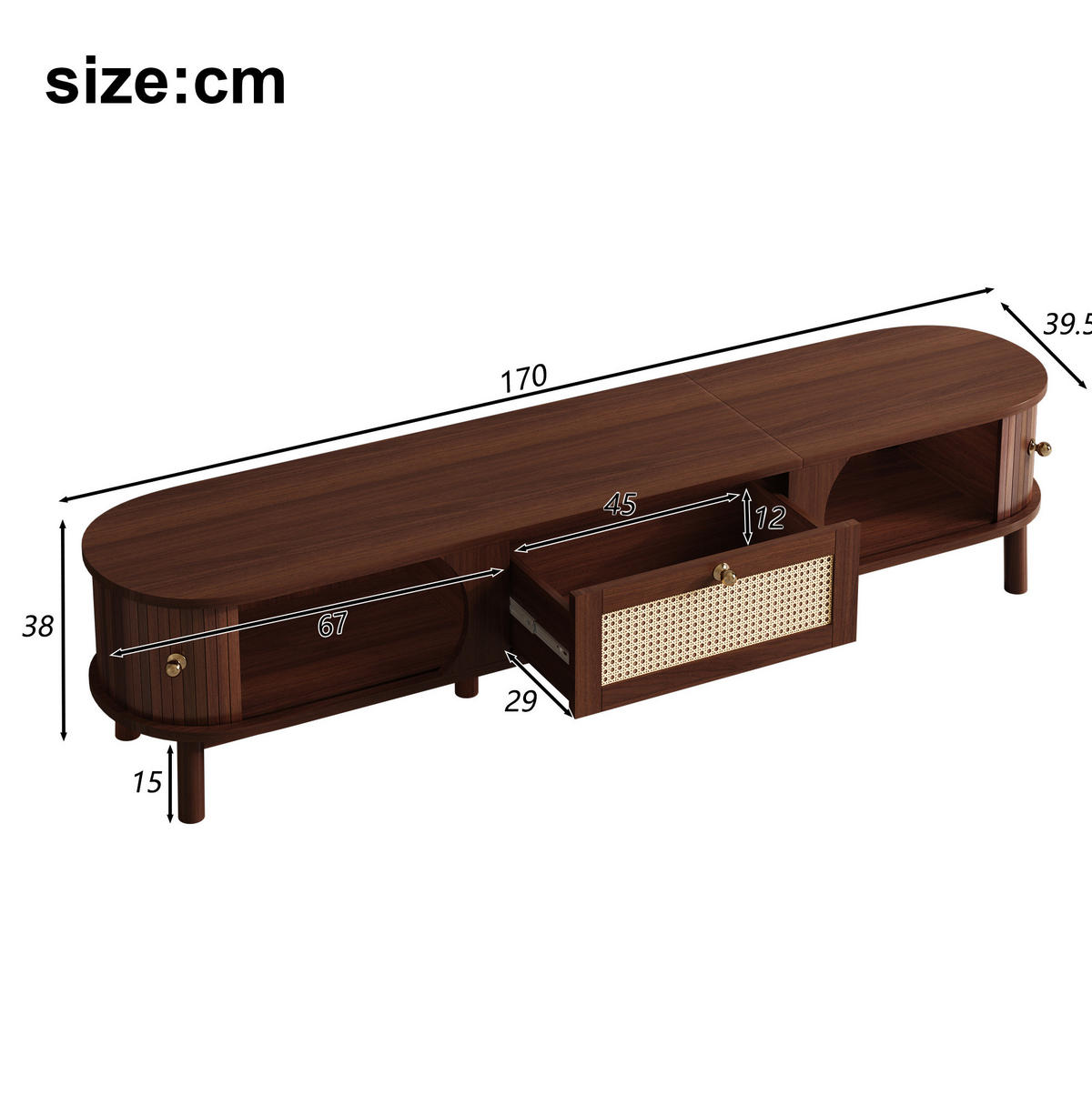 TV-ELEMENT mit Türen und Schubladen 170 cm Natural - Braun, Holzwerkstoff (39.5/38/170cm) - Beauniv
