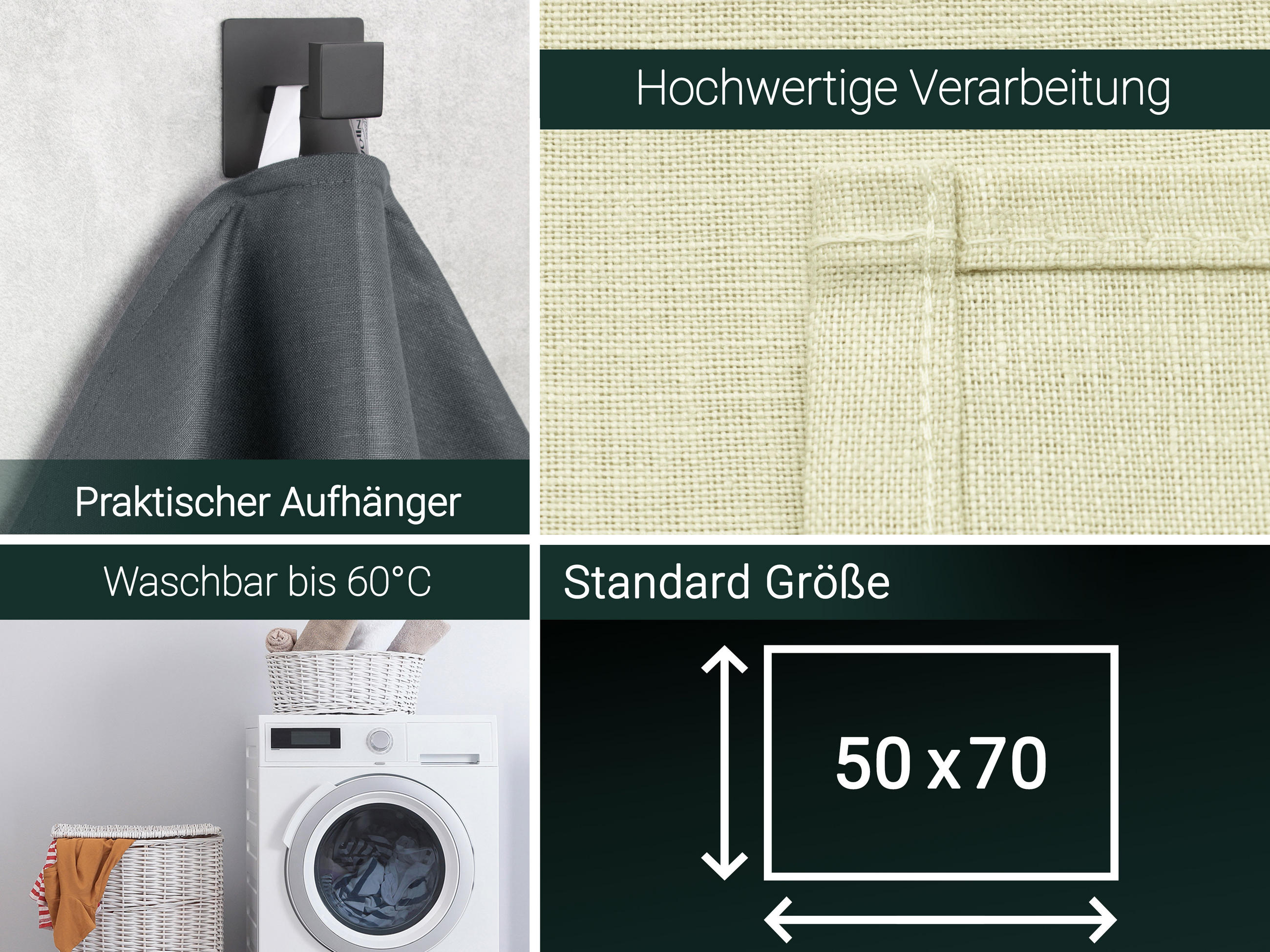 GESCHIRRTÜCHER, 4er-Set, 50x70 cm, 50% Baumwolle, 50% Leinen, Braun - Beige, Textil (50/70cm) - Zollner