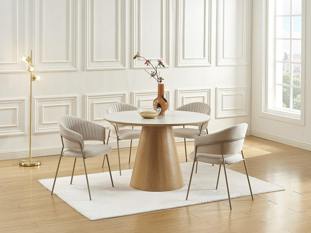 STUHL 2er-Set - Texturierter Stoff & Metall - Beige - MADOLIA - Beige, Textil (55/81/55cm) - Pascal Morabito