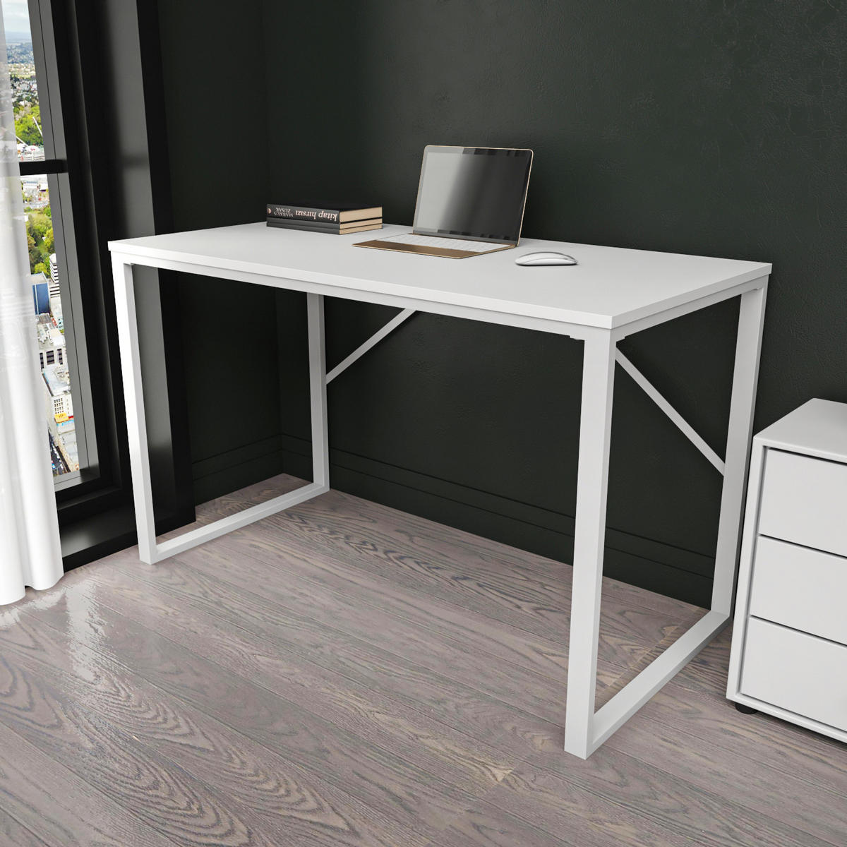 COMPUTERTISCH Layton Weiß - Weiß, Holzwerkstoff (60/120/16cm) - Decorotika