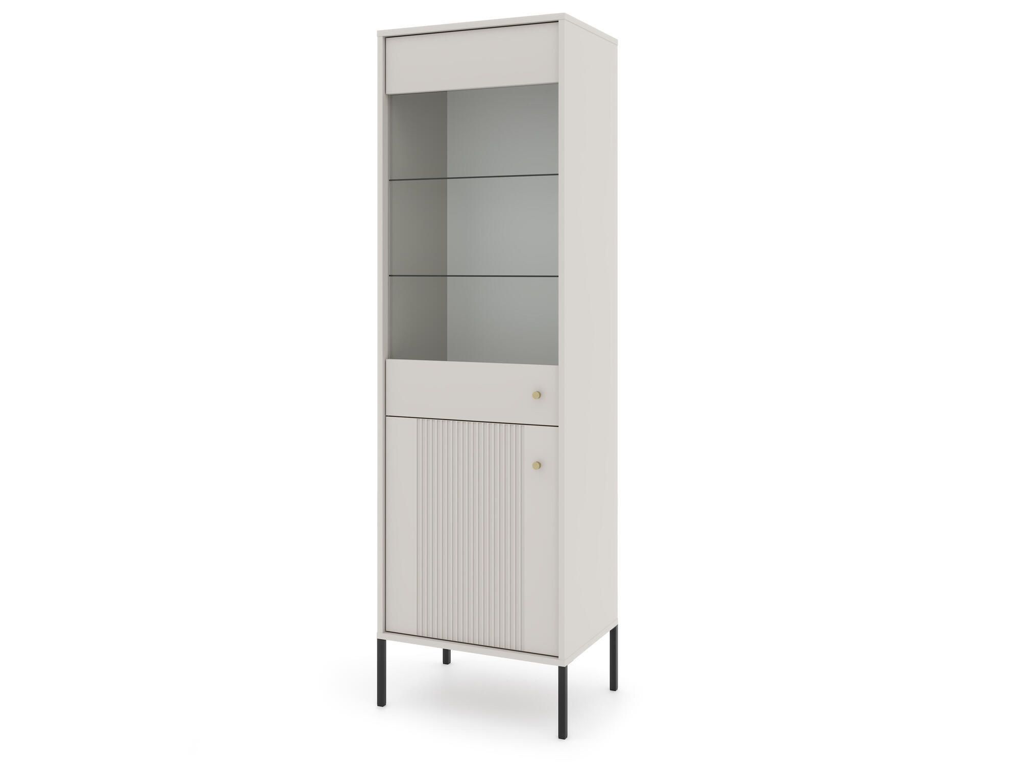 VITRINE ISEO Beige, Schwarz 54x39x180 cm - Beige/Schwarz, Holzwerkstoff (54/180/39cm) - FURNLUX