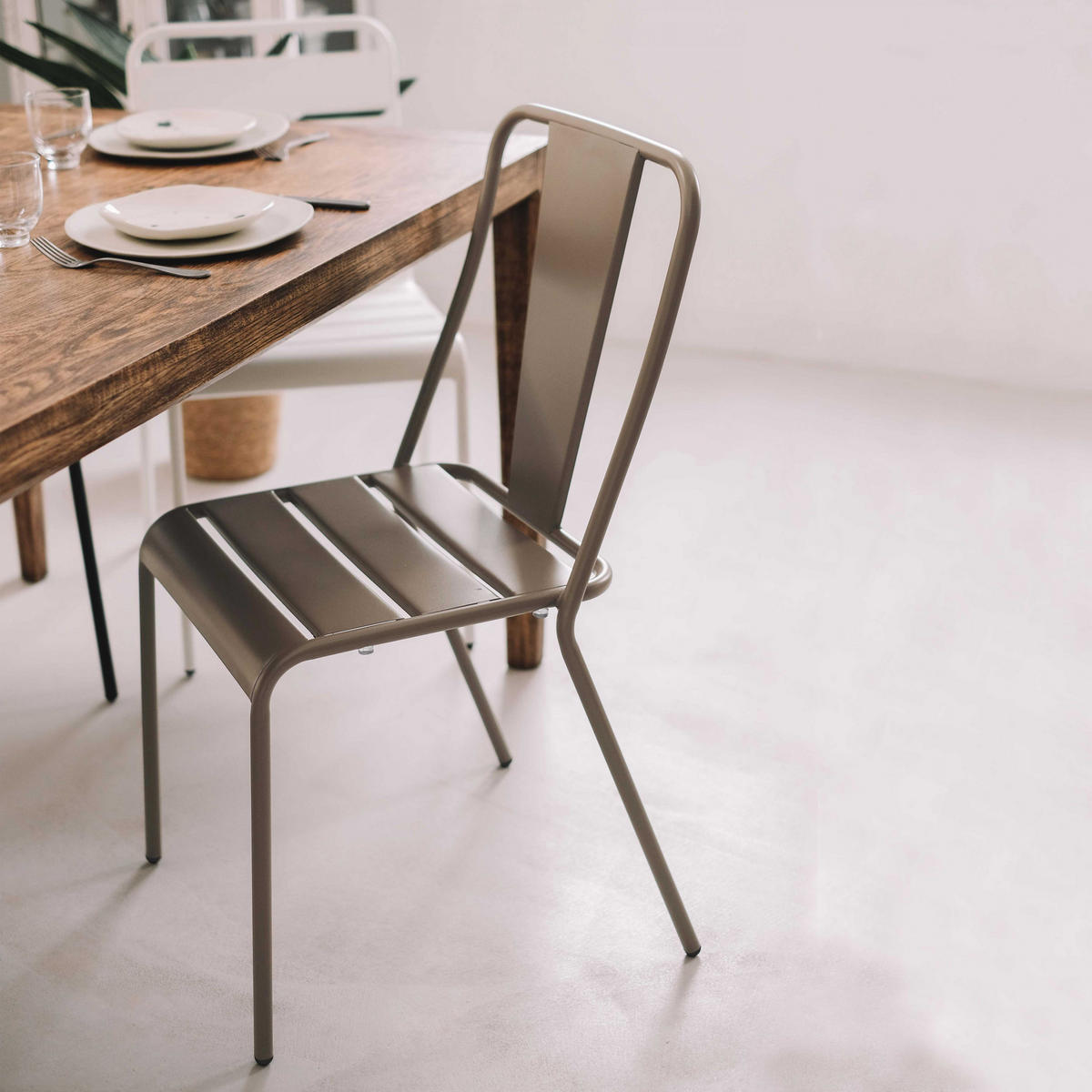 GARTENSTUHL, Taupe - Taupe, Metall (43/83/49cm) - Oviala