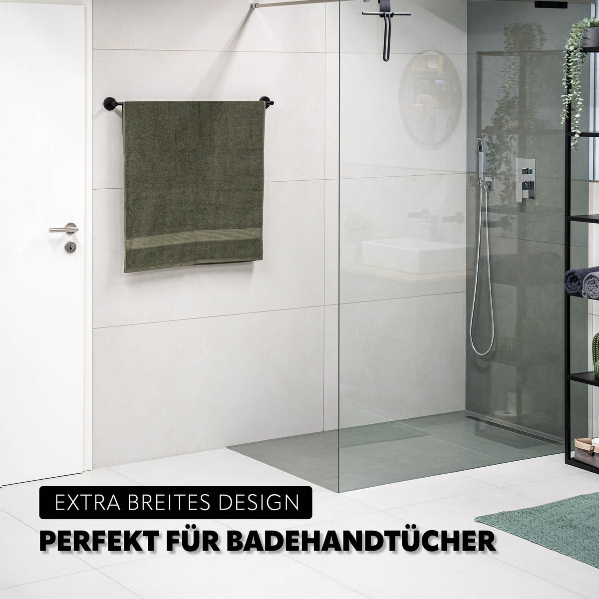 BADETUCHSTANGE PIAZZA BLACK mit Kleber, Edelstahl, schwarz - Schwarz, Metall (76/6/6cm) - bremermann