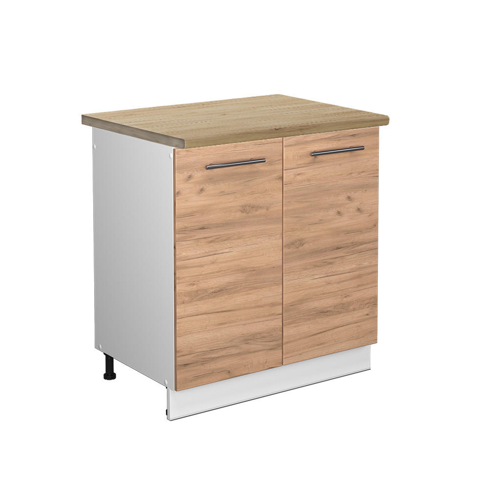 SPÜLENUNTERSCHRANK Fame-Line Goldkraft Eiche 80 cm, AP Eiche - Eiche Wotan/Weiß, Holzwerkstoff (80/82/60cm) - Vicco