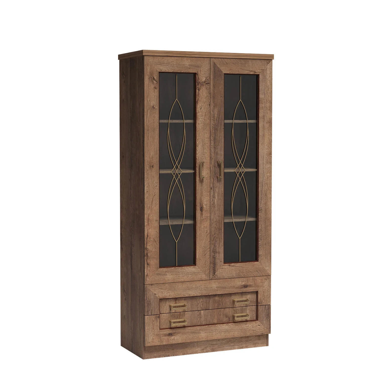 VITRINENSCHRANK TADEUSZ T-8 - Dunkelbraun, Holzwerkstoff (90/191/44cm) - Meblini