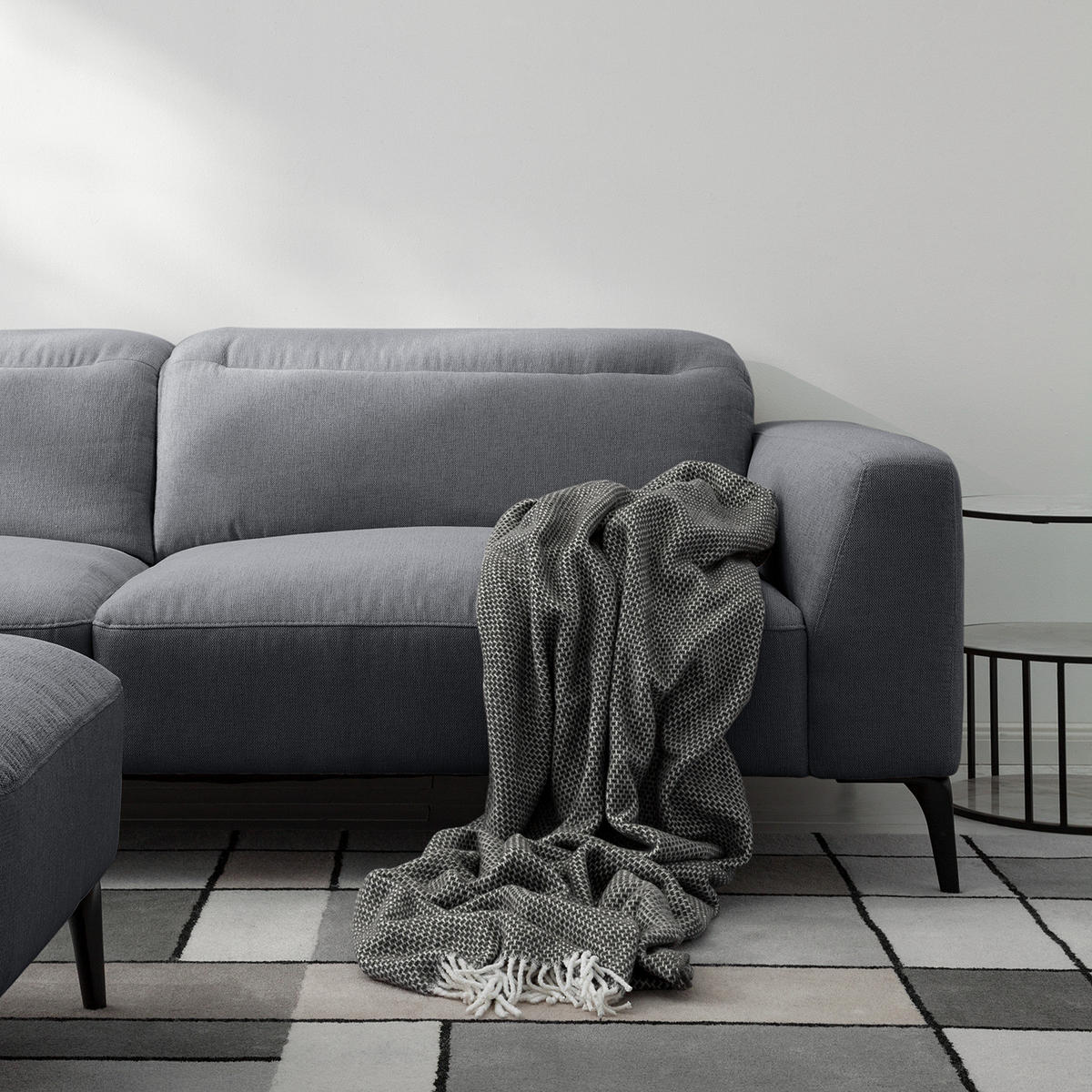 3-SITZER SOFA - Anthrazit/Schwarz, Textil/Metall (233/73/107cm) - home24