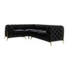 ECKSOFA Chesterfield Lexi Schwarz Samt, Ottomane links - Goldfarben/Schwarz, Holz/Textil (264/204cm) - S-Style Möbel