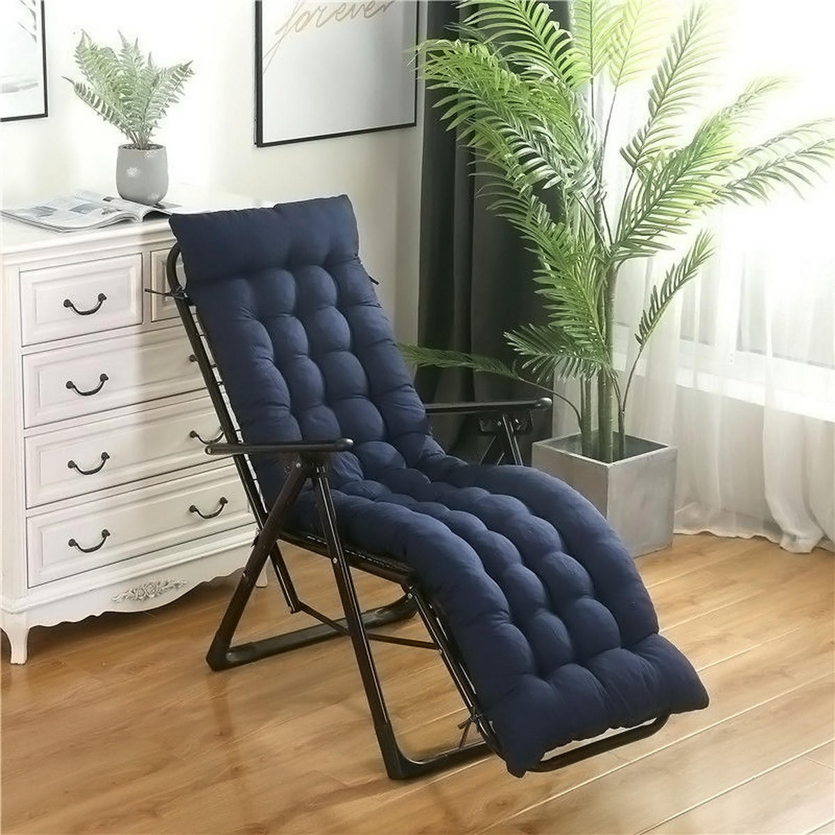 SONNENLIEGENAUFLAGE für Garten- und Terrassenstühle aus Polyester Schaumstoff in Dunkelblau 160 cm B x 50 cm - Dunkelblau, Textil (50/160cm) - Livingandhome