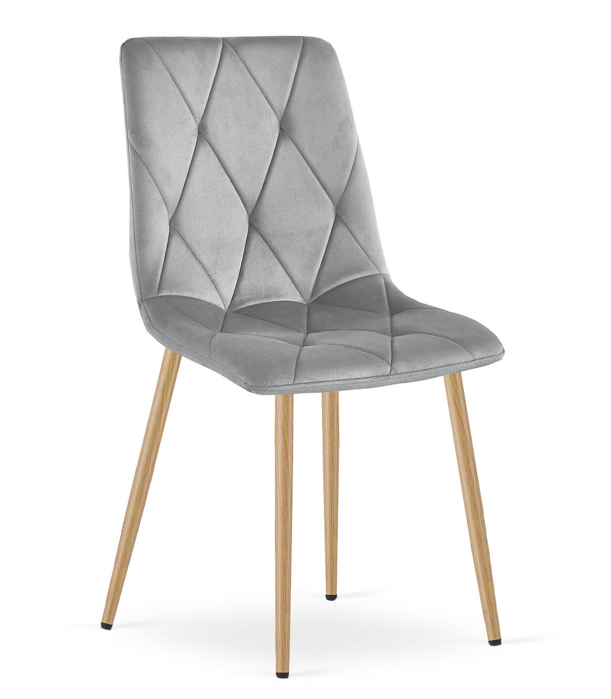 ESSZIMMERSTUHL 3-er Set TYRA hellgrauer Sitz, Beine in Holzfarbe - Eichefarben/Hellgrau, Textil (44.5/87/54.5cm) - Valora