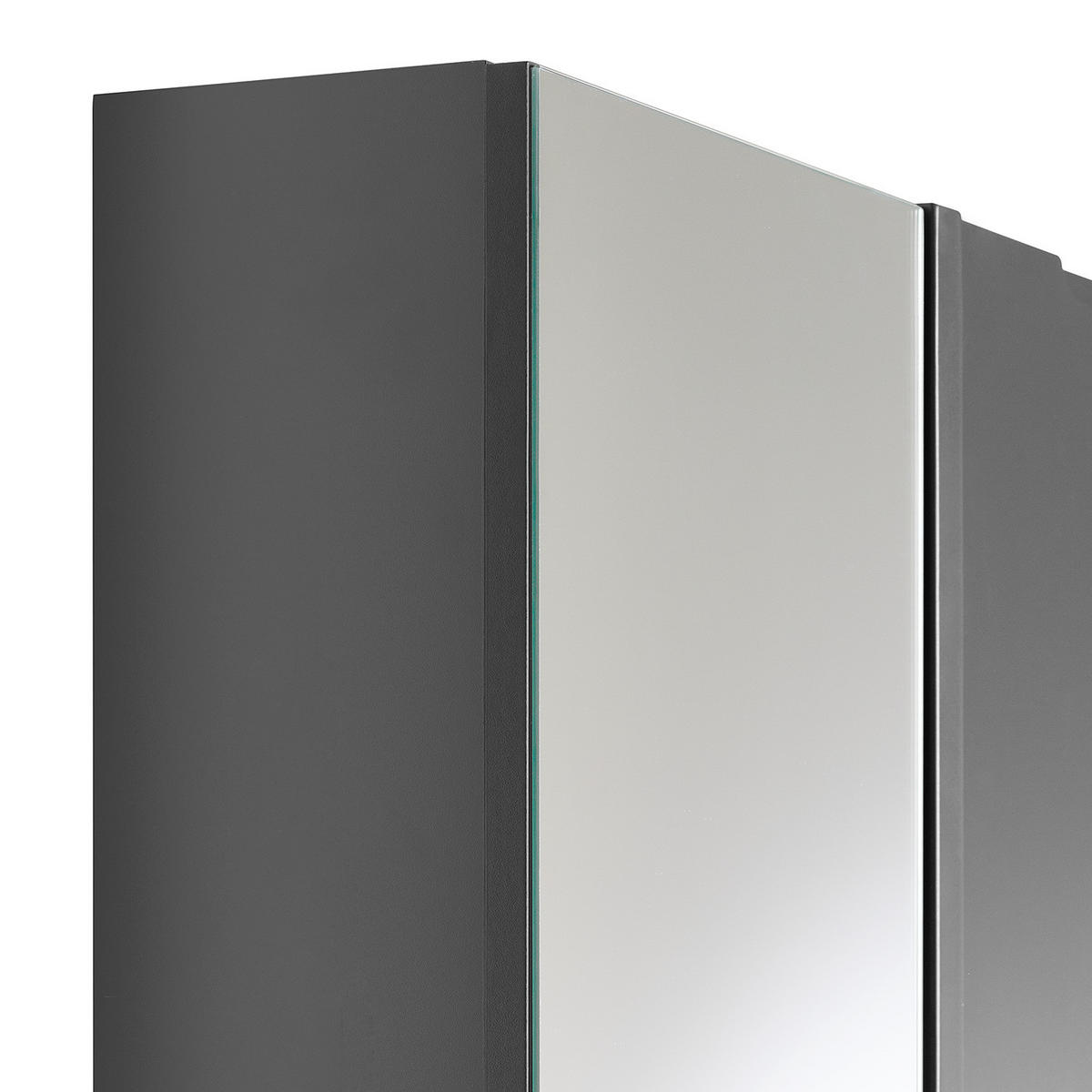 SCHUHSCHRANK mit Spiegeltür - Dunkelgrau/Schwarz, Holzwerkstoff (84/185/17cm) - home24