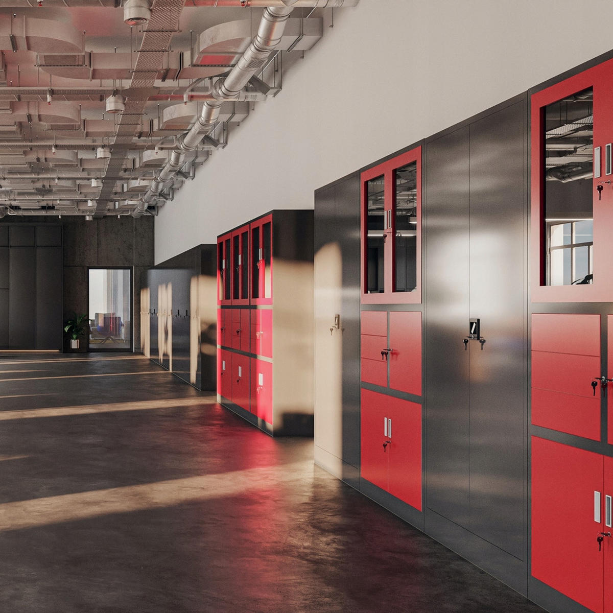 AKTENSCHRANK JAN II - Anthrazit/Rot, Metall (115/185/40cm) - Jan Nowak