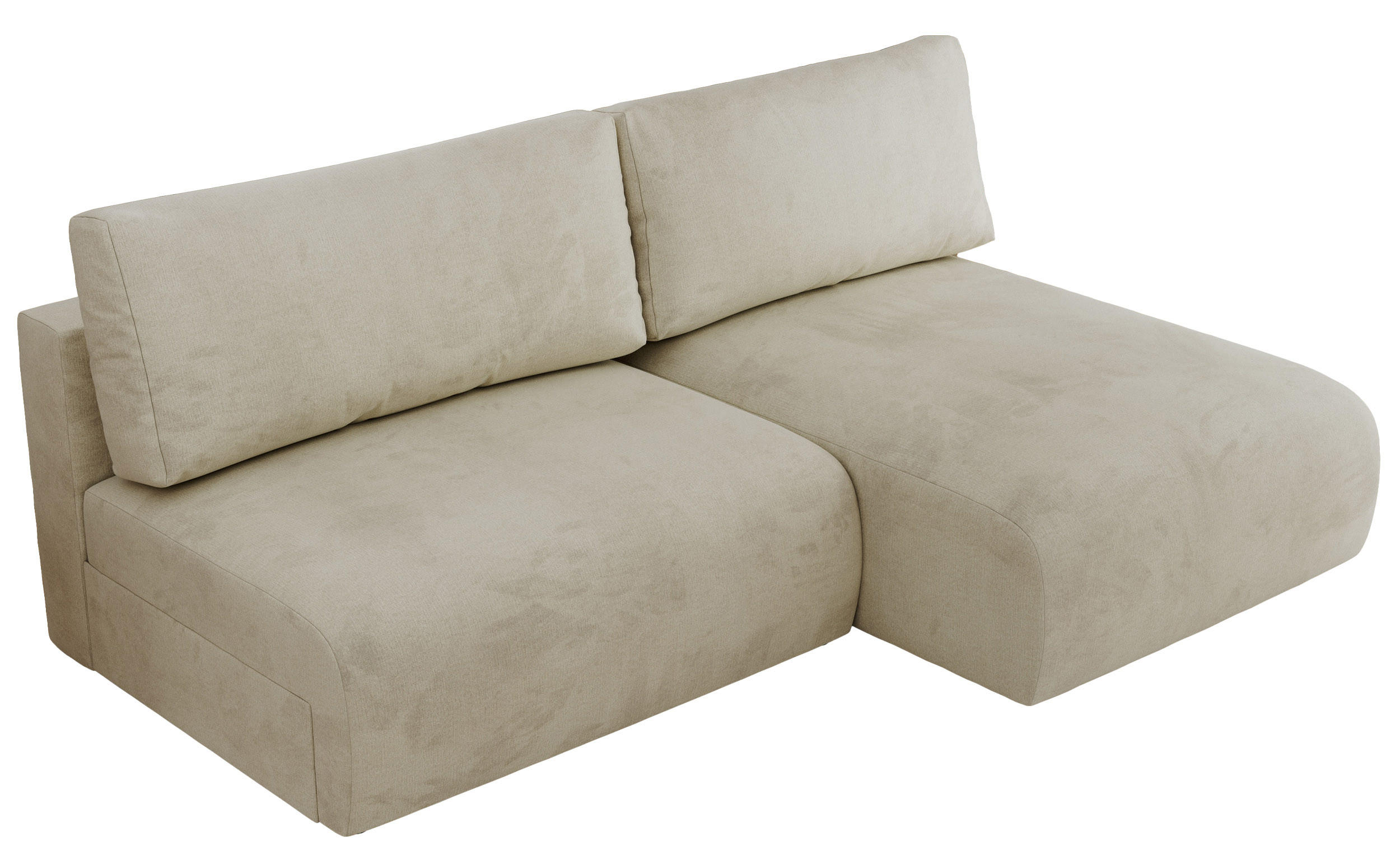 ECKSCHLAFSOFA VIVO L Beige Velvet - rechts - Beige/Schwarz, Kunststoff/Textil (150/223cm) - MKS