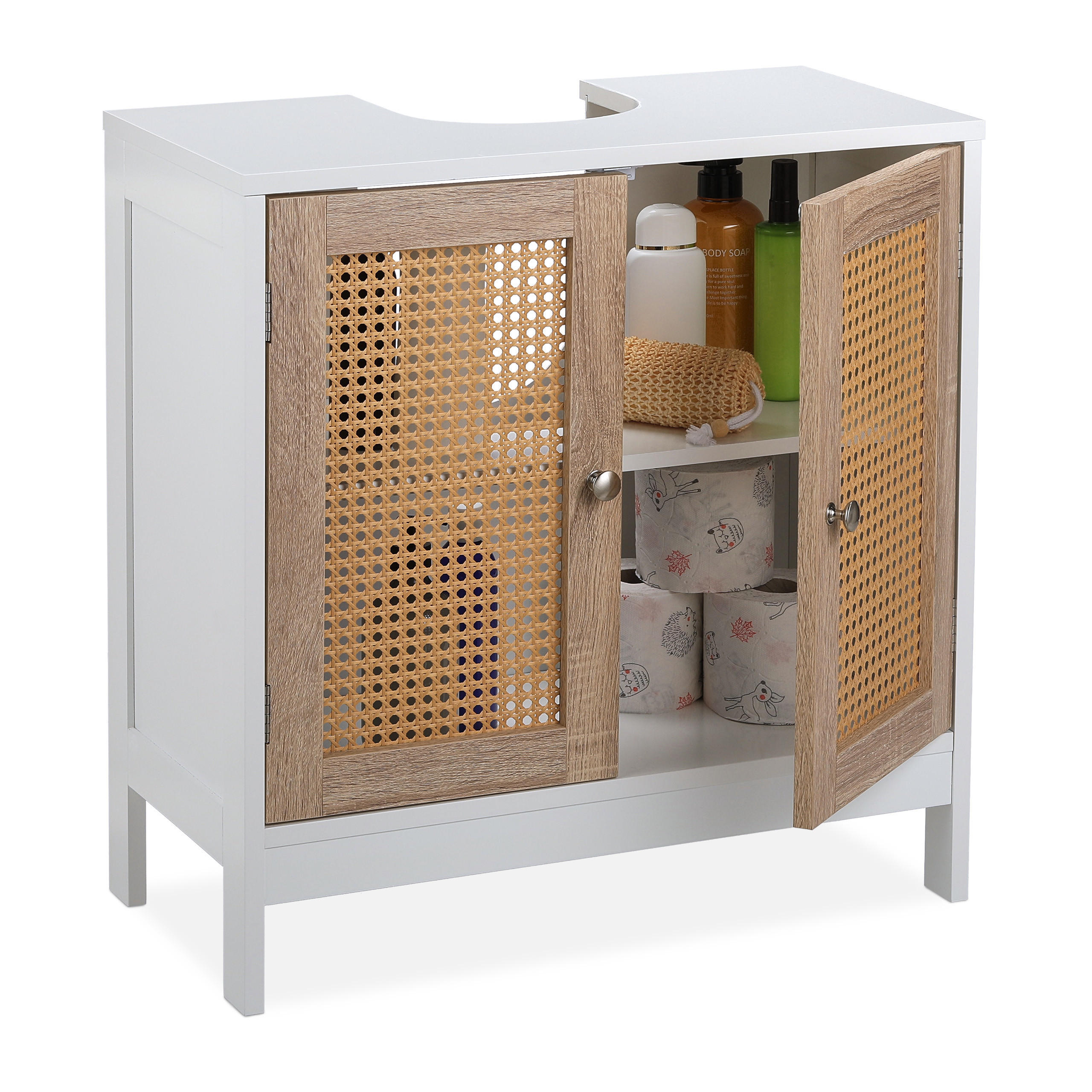 WASCHBECKENUNTERSCHRANK - Multicolor, Holzwerkstoff/Kunststoff (60/61.5/30cm) - Relaxdays