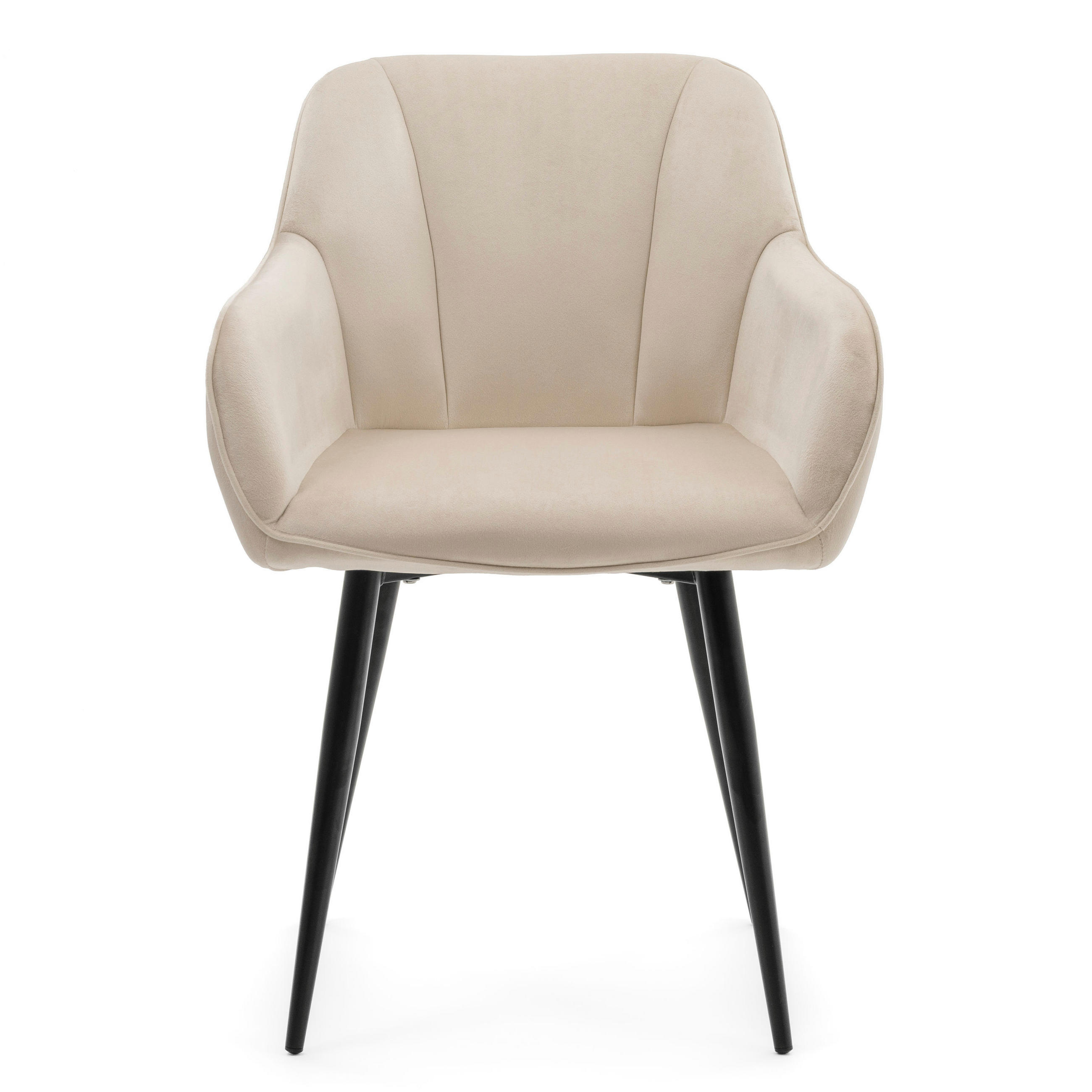 STUHL LAGO gespolsterter mit Steppung - beige - Samt Velours - Beige/Schwarz, Textil/Metall (58/85/60cm) - NEW HOME