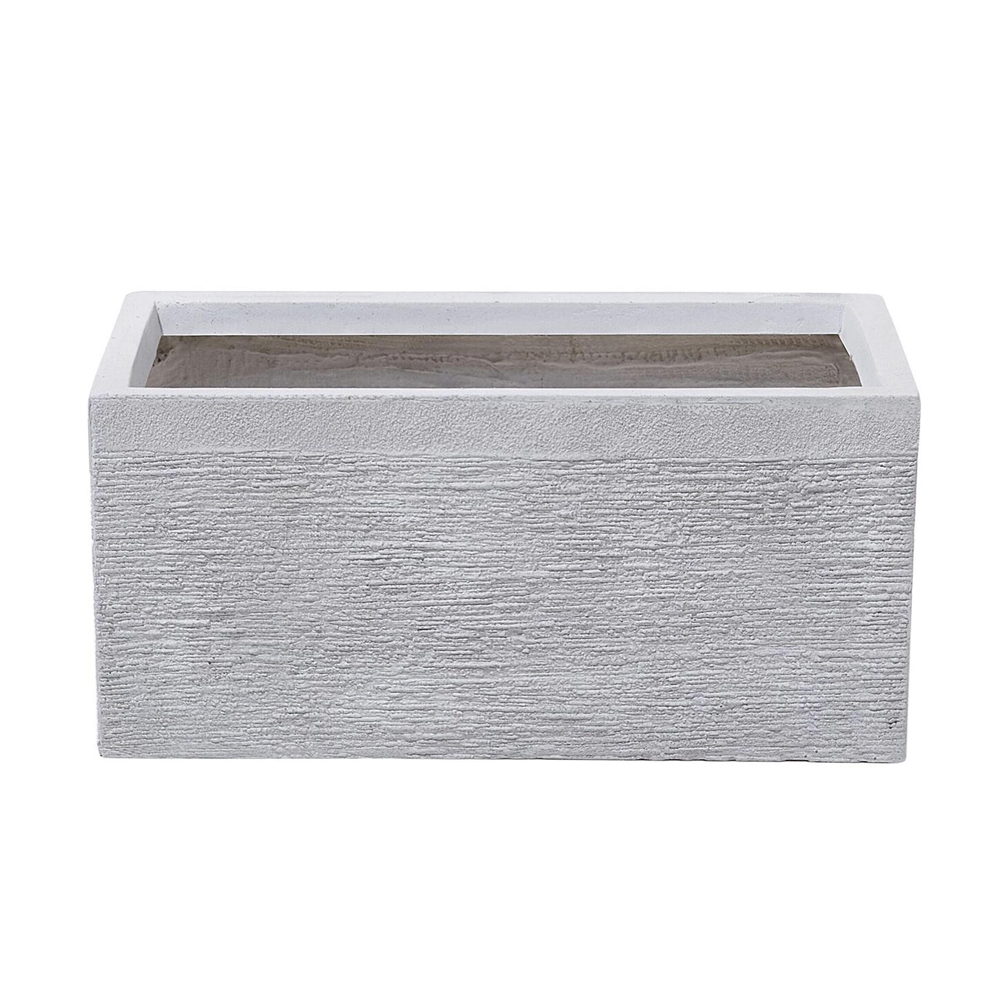BLUMENTOPF weiß rechteckig 50/23/24 cm Myra - Weiß, Naturmaterialen (24cm) - Beliani