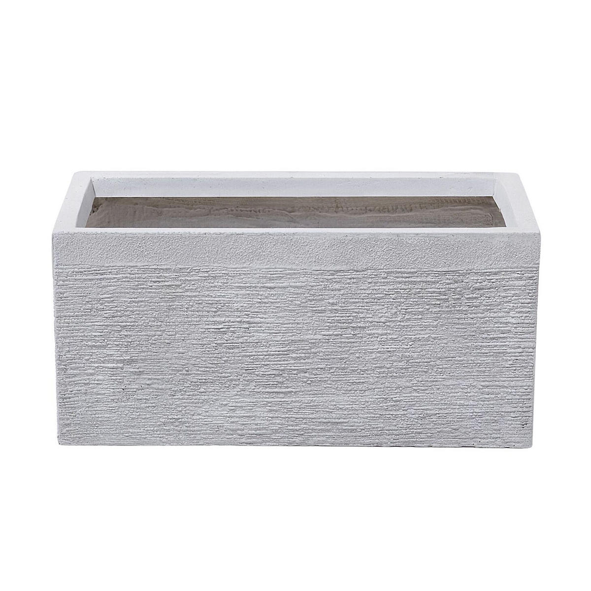 BLUMENTOPF weiß rechteckig 50/23/24 cm Myra - Weiß, Naturmaterialen (24cm) - Beliani