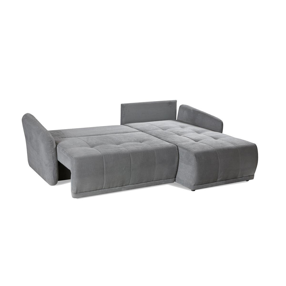 ECKSOFA Omron Dunkelgrau, universal Schlafsofa - Dunkelgrau, Holzwerkstoff/Textil (248/180cm) - Bettso