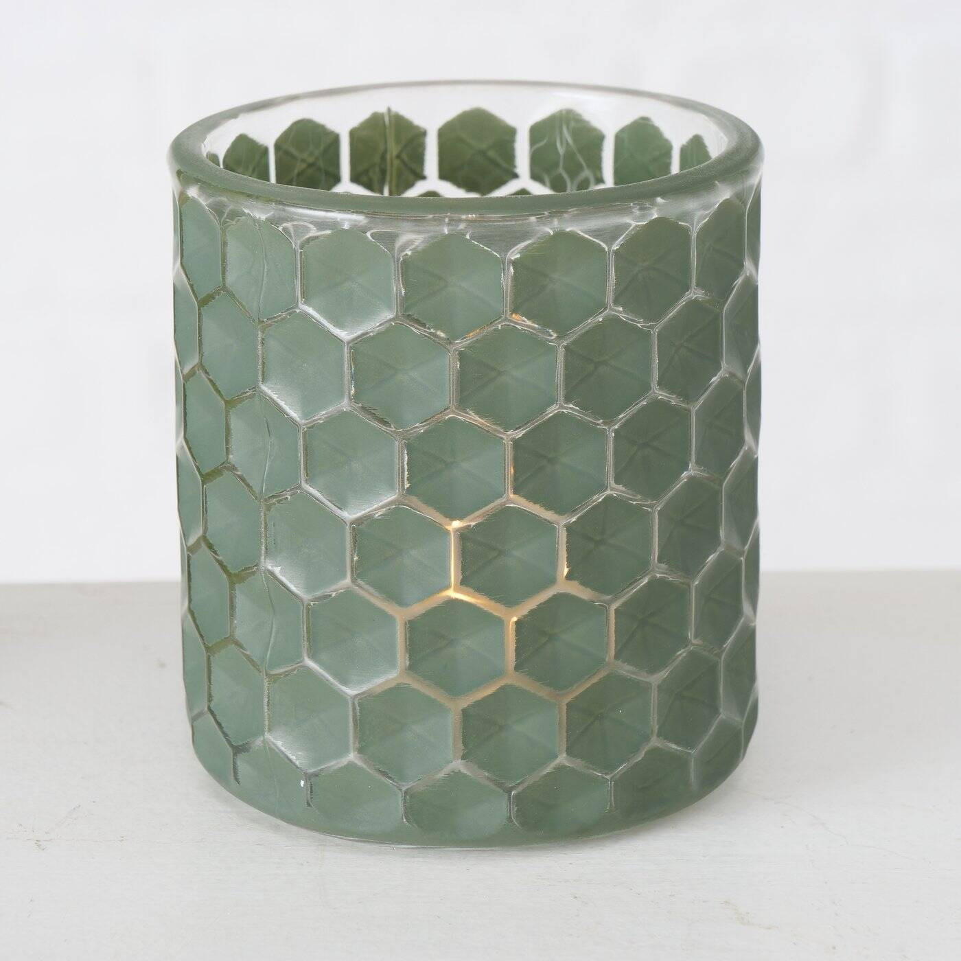 KERZENHALTER Dustin Mosaik Ø 8 cm - Grün, Glas (8/9/8cm) - Boltze Home