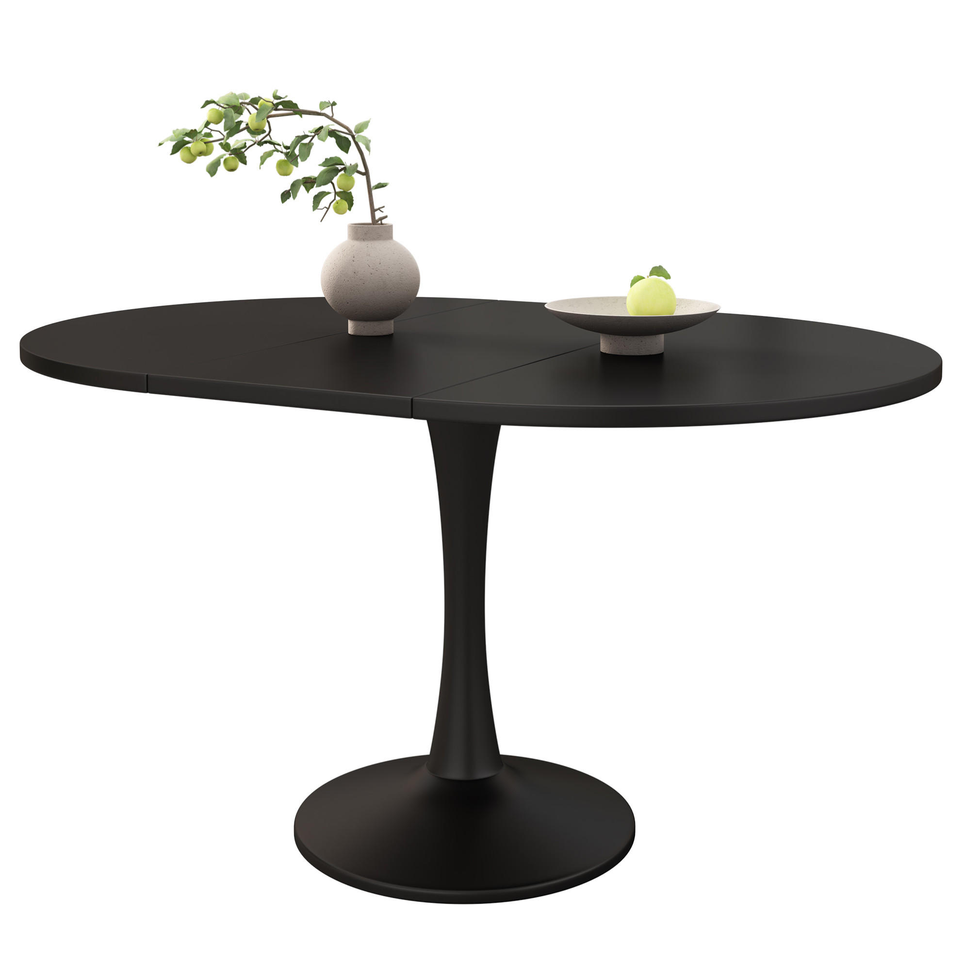 JEDILNA miza 100/140/100/75 cm raztegljiva ovalna, prostorsko varčna in moderna, MDF, Črna - črna, leseni material (140/100/75cm) - Redom