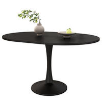 JEDILNA miza 100/140/100/75 cm raztegljiva ovalna, prostorsko varčna in moderna, MDF, Črna - črna, leseni material (140/100/75cm) - Redom