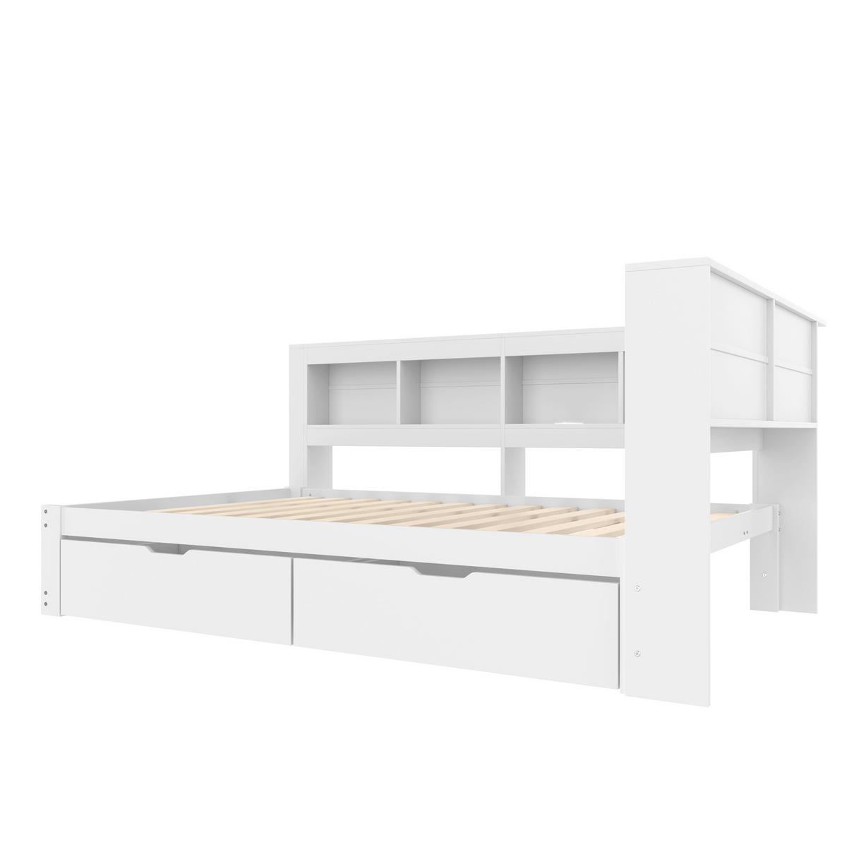 STAURAUMBETT 140/200 cm DE-04483, mit 2 Schubladen in Weiß - Weiß, Holz/Holzwerkstoff (140/200cm) - ComfortXL