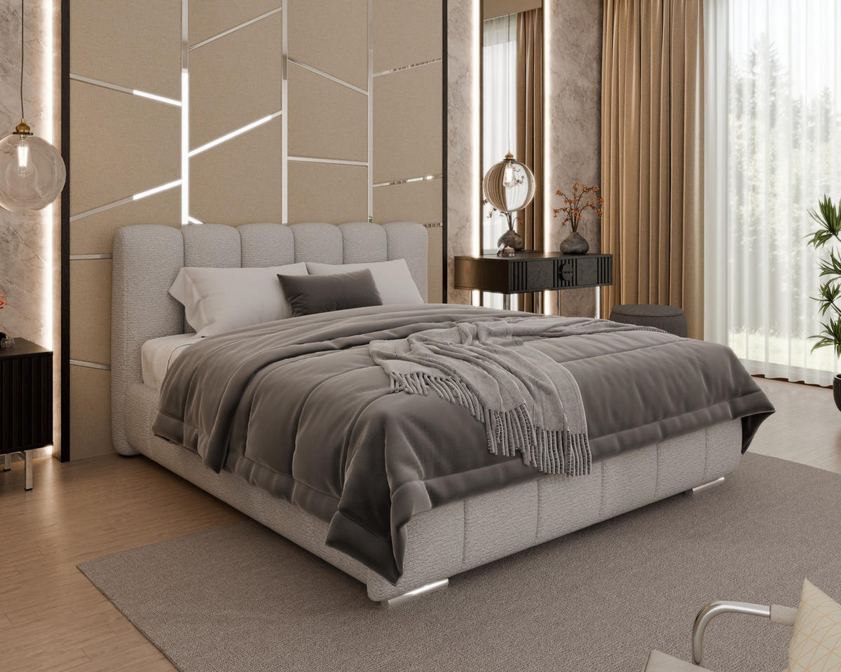 POLSTERBETT Zaira 160x200cm – Elegantes Polsterbett für modernen Wohnstil , ohne matratze, Sandfarben - Sandfarben, Holz (140/200cm) - Homesy