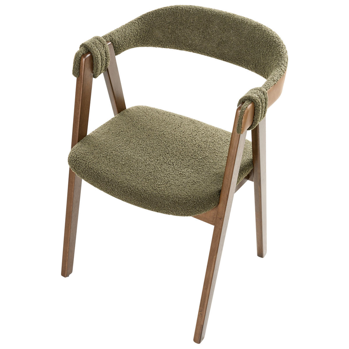 ESSZIMMERSTUHL 2er Set Bouclé Dunkelbraun / Grün Day - Dunkelbraun/Grün, Holz/Textil (55/75/57cm) - Beliani