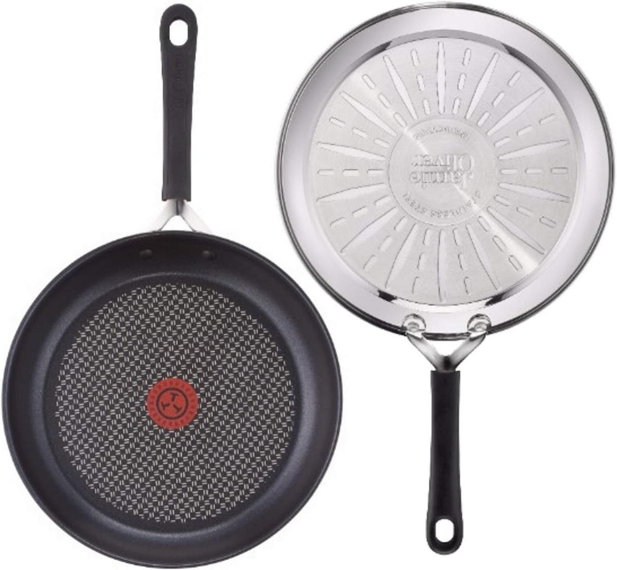 BRATPFANNE – Jamie Oliver G43506 28 cm Edelstahl mit Antihaftbeschichtung, Induktion - Silberfarben/Schwarz, Keramik/Metall (28cm) - Tefal
