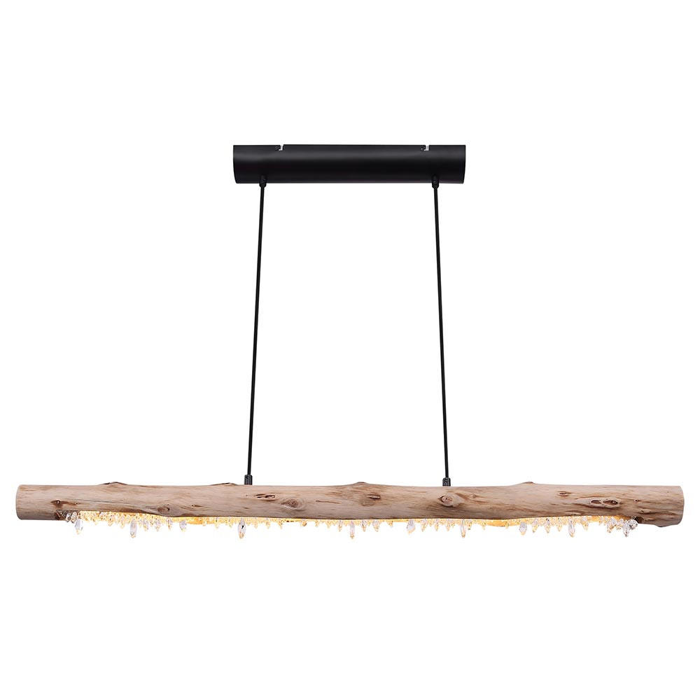 LED HÄNGELEUCHTE Holz Natur Schwarz - Schwarz, Holz (100/8/150cm) - Globo Lighting