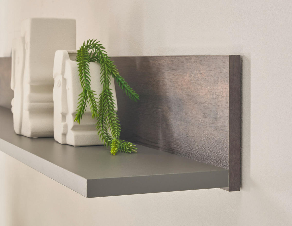 WANDBOARD Thermo Eiche, grau, Wandregal 152 cm - Eichefarben/Grau, Holzwerkstoff (152/17/20cm) - Furn.Design
