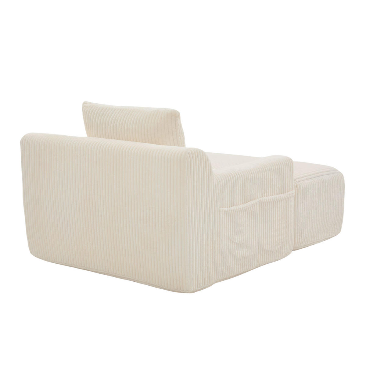 SESSEL 147/110/67 cm aus Cord mit Fußhocker – bis 200 kg belastbar - Beige, Textil (147/67/110cm) - BEAOK