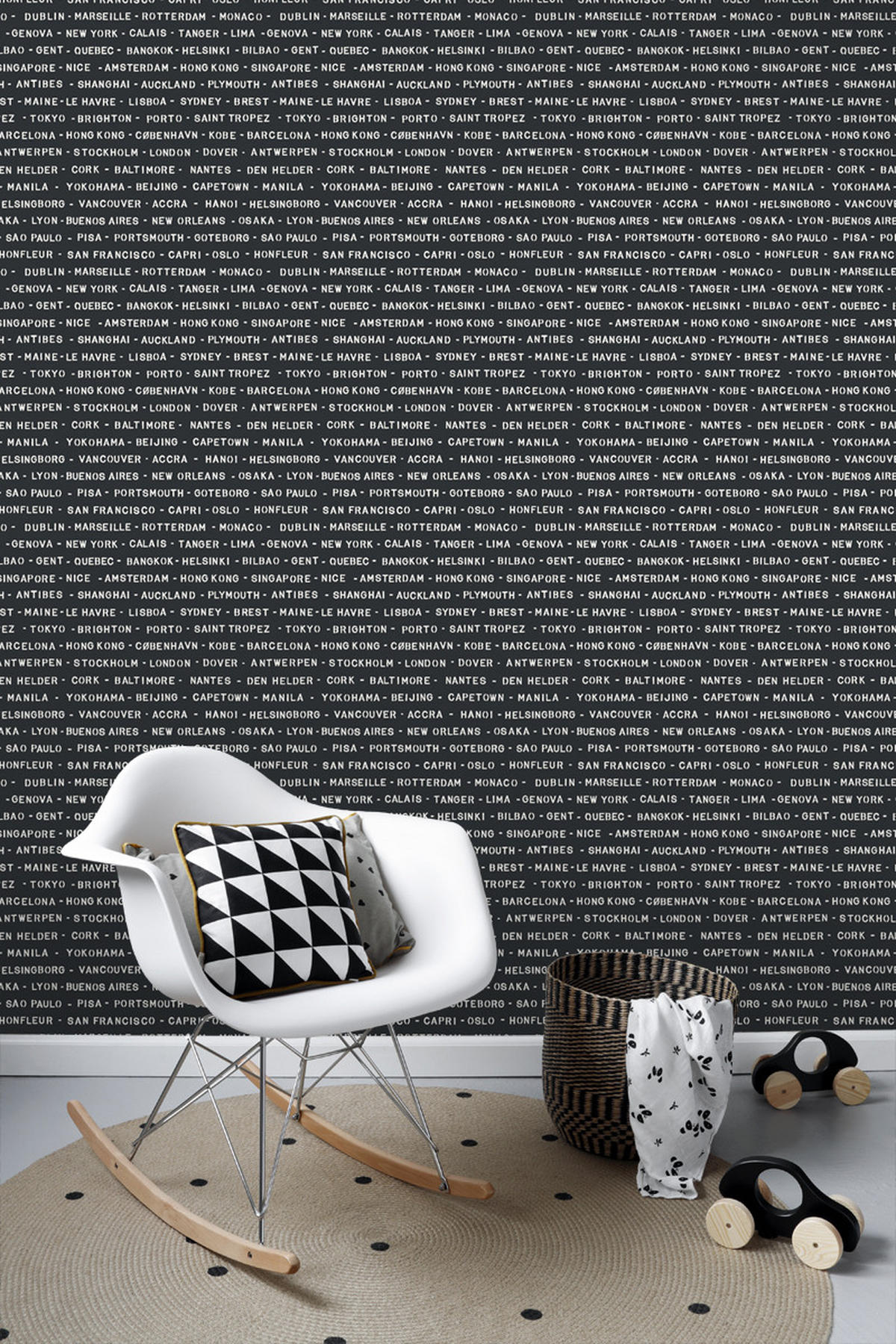 TAPETE Hafenstädte 53 cm x 10.05 m - Schwarz, Papier (53/1000cm) - ESTAhome