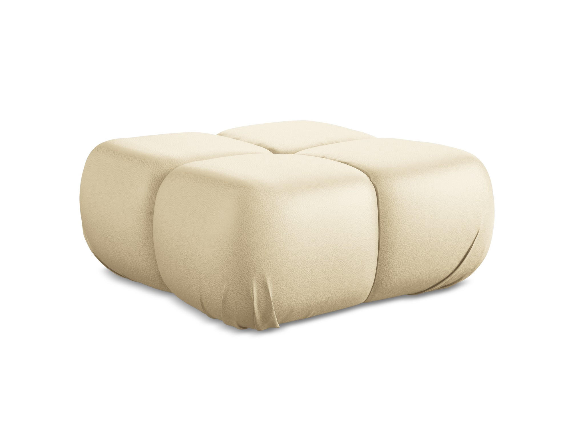 POUF Kunstleder Beige - Beige/Schwarz, Leder/Kunststoff (95/41/95cm) - Makamii