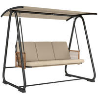 HOLLYWOODSCHAUKEL 3-SITZER DE-07062 verstellbares Sonnendach - Sandfarben, Metall (203/165/121cm) - ComfortXL