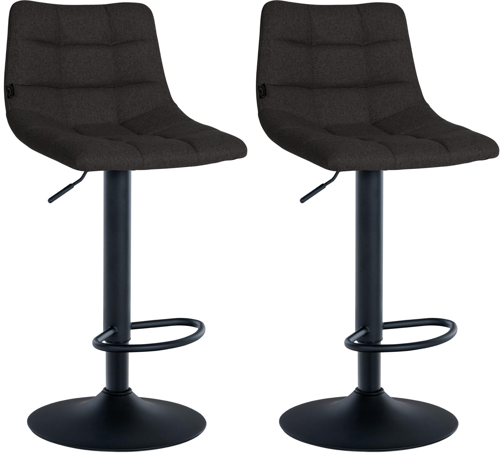 BARHOCKER 2er Set Stoff schwarz - Schwarz, Textil/Metall (43/87/46.5cm) - CLP
