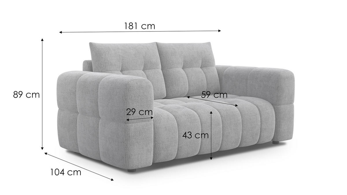 SOFA CLOUDI 2-Sitzer, beige - Beige/Schwarz, Holz/Textil (181/89/104cm) - Courtois Laville