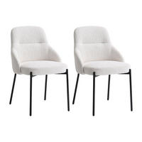 STUHL 2er-Set - Bouclé-Stoff & schwarzes Metall - Weiß - LIAMONA - Weiß, Textil (59/84/53cm) - Vente-Unique