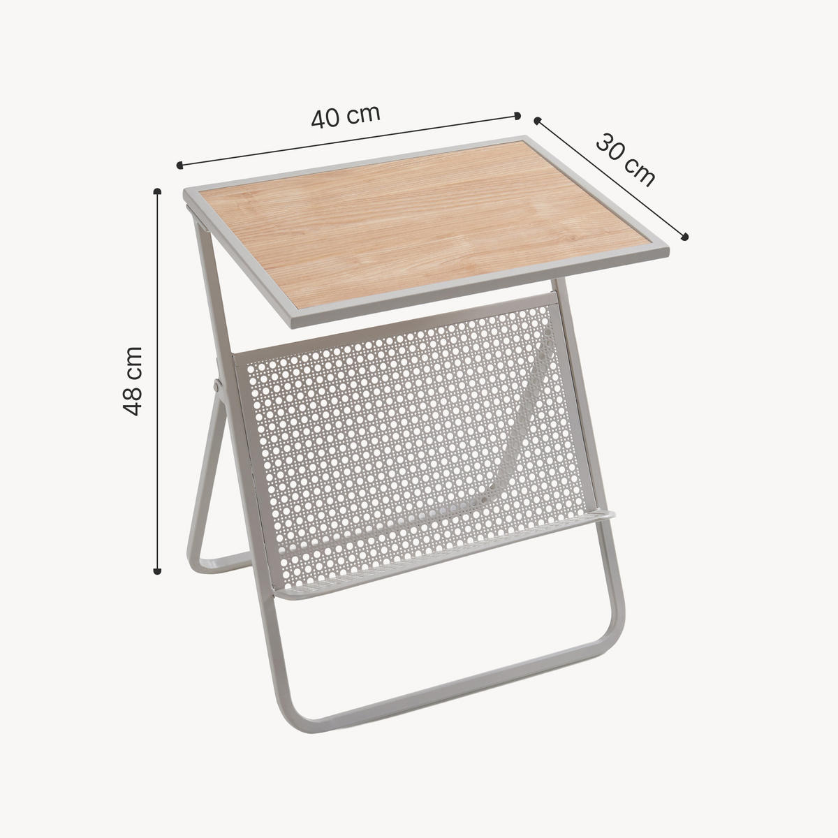 BEISTELLTISCH Jäller - Eichefarben/Beige, Holzwerkstoff/Metall (40/30/48cm) - [en.casa]