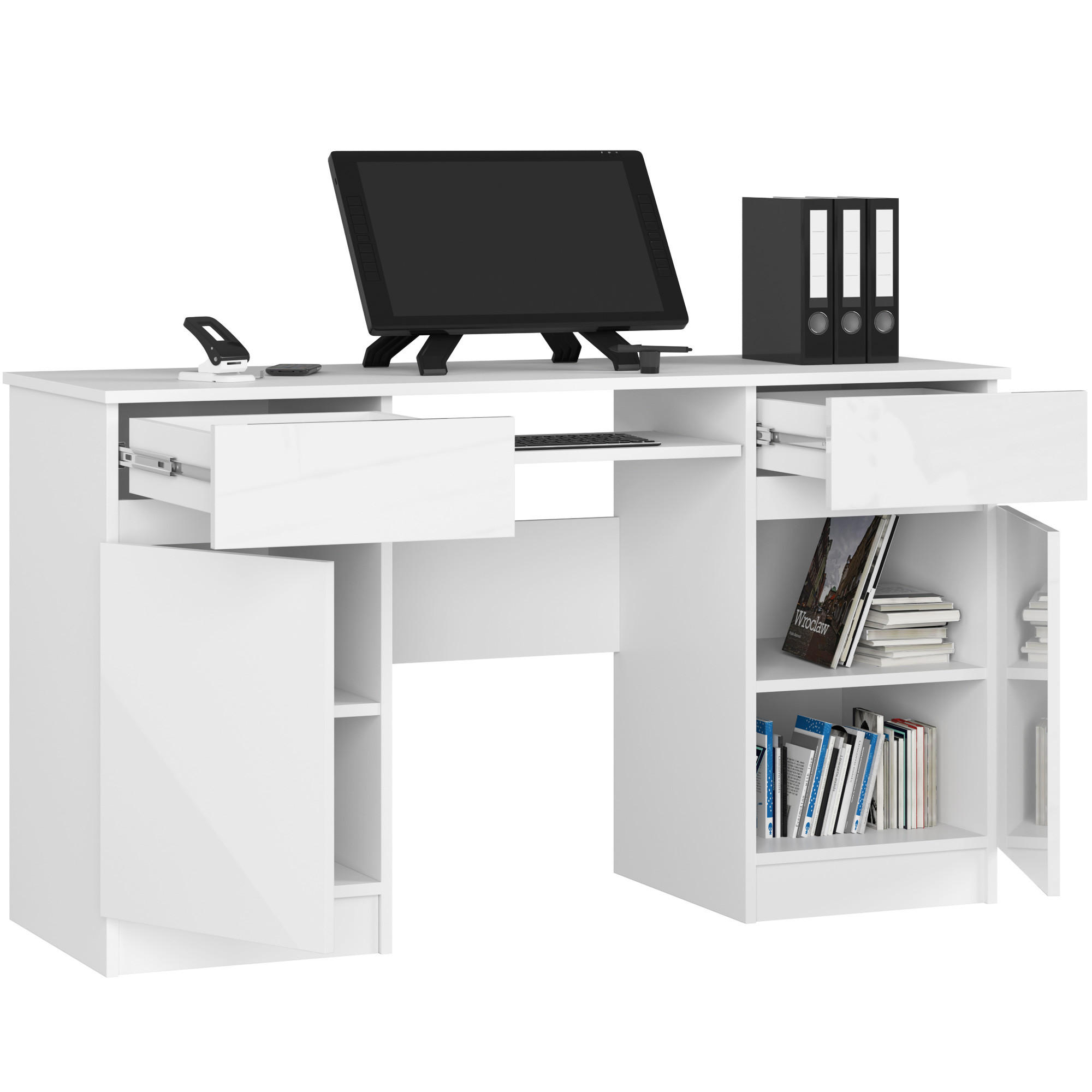 SCHREIBTISCH Weiß 135x50x77 cm - Weiß, Holzwerkstoff (50/135/77cm) - Akord